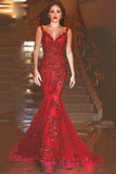 Straps Prom Dresses Mermaid/Trumpet With Applique Tulle Sweep