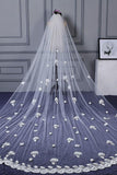 3M Tulle Ivory Wedding Veils with Appliques, Fashion Hand Made Flowers Wedding Veils STA15544