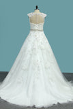 New Arrival A Line Sweetheart Tulle Wedding Dresses With Applique And