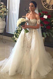 Mermaid Off The Shoulder Tulle With Applique Wedding Dresses Court Train