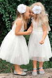 Cute A Line Lace Round Neck White Flower Girl Dresses with Tulle, Baby Dresses STA15134