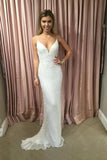 Sexy Mermaid Spaghetti Straps Sequins V Neck Prom Dresses, Wedding STA20438