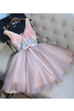 Tulle Homecoming Dresses A Line V Neck Sequined