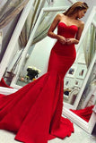 Sexy Red Sweetheart Mermaid Prom Dresses, Strapless Sweetheart Evening Dresses STA15348