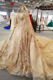 Luxury Wedding Dresses Ball Gown Off-The-Shoulder Royal Train Lace Short