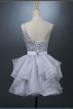 A Line Homecoming Dresses One Shoulder With Sash Organza &
