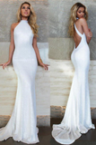 White Chiffon Sequin Long Prom Dress For Teens Backless Long Prom Dresses