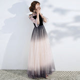 Newest Spaghetti Straps Sequin Shiny Ombre Prom Dresses With Sleeves