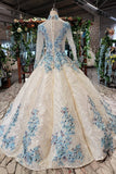 Newest Long Sleeves Ball Gown Wedding Dresses With Appliques