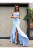 Mermaid Backless Prom Dresses Simple Bridesmaid Dress Satin Floor STAP481AX65