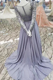 Gorgeous Prom Dress Sheath/Column Court Train Tulle With Full Beading Long Sleeves