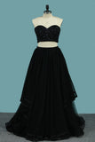 Two-Piece Prom Dresses Sweetheart Beaded Bodice A Line
