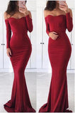 Sexy Off the Shoulder Long Sleeve Sweetheart Red Prom Dresses, Graduation STA20440