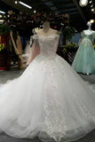 Off The Shoulder Wedding Dresses A Line With Beading And Applique Lace Up
