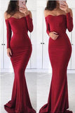 Sexy Off the Shoulder Long Sleeve Sweetheart Red Prom Dresses, Graduation STA15668
