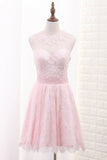 Lace Homecoming Dresses A Line Scoop With Applique And