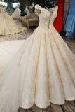 Champagne Wedding Gown Off The Shoulder Satin And Lace Royal