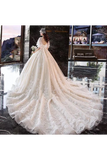 Princess Half Sleeve Ball Gown Wedding Dresses Appliques V Neck Bridal STAPYYC62LK