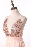 New Arrival Sexy Spaghetti Straps Prom Dresses A Line Chiffon With Slit