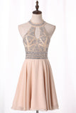 A Line Homecoming Dresses Scoop Chiffon With