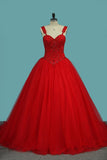 Ball Gown Straps Quinceanera Dresses Beade Bodice