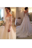 Wedding Dresses A Line Long Sleeves Tulle With Applique And