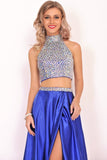 Prom Dresses A Line Two Pieces With Rhinestones