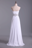 Sweetheart Chiffon Floor Length A Line Prom Dress Beaded