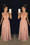 Scoop Chiffon Prom Dresses A Line With Applique