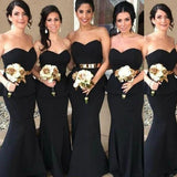 Elegant Mermaid Black Sweetheart Strapless Bridesmaid Dresses with Lace STA20462