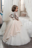 Long Sleeves Flower Girl Dresses Scoop Tulle With Applique And