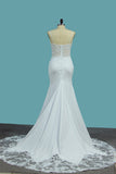 Spaghetti Straps Mermaid Wedding Dresses Spandex With Applique