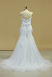 Sweetheart Ruffled Bodice Mermaid Wedding Dress Tulle With