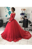 Quinceanera Dresses Boat Neck Long Sleeves Tulle