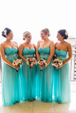 Sweetheart Strapless Tulle Turquoise Bridesmaid Dresses Beaded Wedding Party STA20473
