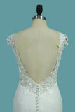 Mermaid Wedding Dresses Lace Straps With Applique Sweep Train Sexy Open