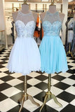 Homecoming Dresses A Line Scoop Short/Mini With Beadings