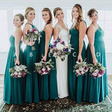Elegant A Line Green Floor Length Bridesmaid Dresses, Long Prom STA20460