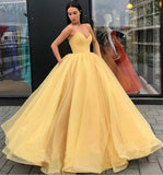 Sweetheart Strapless Yellow Long Modest Prom Gown, Ball Gown Quinceanera Dresses STA15441