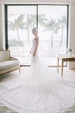Sexy Appliqued Beach Wedding Dress With Racerback Illusion Neckline Wedding STAPBN4L9Q7