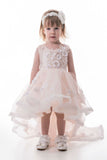 Asymmetrical Scoop Tulle With Applique Flower Girl Dresses A