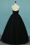 New Arrival Tulle Prom Dresses Strapless A Line With