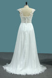 Chiffon A Line Straps Wedding Dresses With Applique And