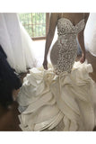 Mermaid Wedding Dresses Tulle With Applique And Ruffles Cathedral STAP8QYNDRM