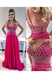 Prom Dresses A Line Spaghetti Straps Chiffon With Beading Sweep
