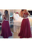 Chiffon Scoop With Applique And Beads Prom Dresses A