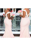 Pretty Mermad Long Satin Off The Shoulder Bridesmaid Dresses For STAPAEMF278