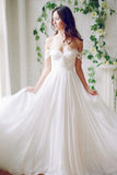 Chiffon Off The Shoulder With Applique And Ruffles A Line Wedding