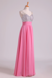 Prom Dresses A Line V Neck Chiffon With Beading/Sequins Sleeveless Floor Length
