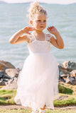 Cap Sleeves Lace Top Tulle Skirt Flower Girl Dresses, Beach Cute Little Girl Dresses STA15567